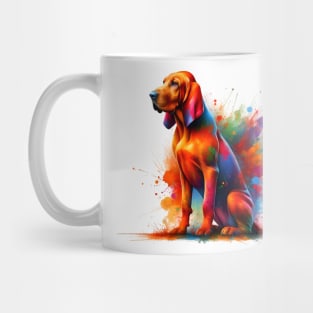 Redbone Coonhound Captured in Vivid Splash Art Mug